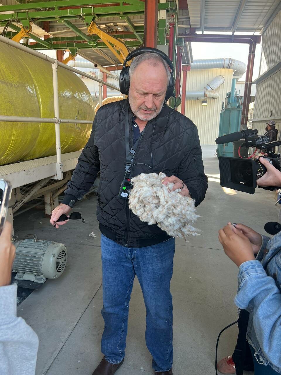 Jake Gilkey at a cotton gin