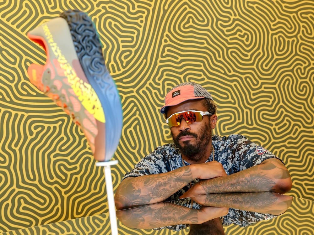 Salehe Bembury in Paris to present the Velum model created with Puma