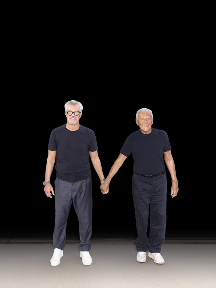 Leo Dell'Orco and Giorgio Armani in 2021