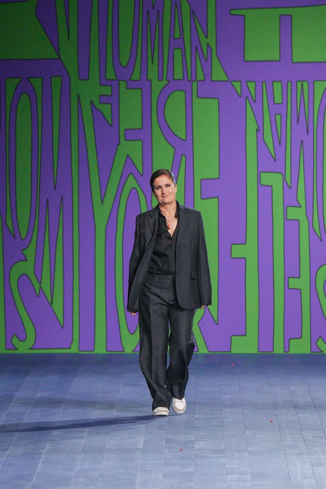 Maria Grazia Chiuri during her final Dior Haute Couture show in January.